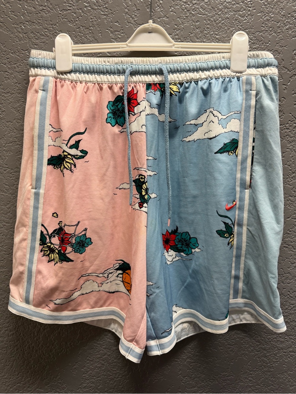 Nike Floral Split-Panel Men’s Shorts in Pink & Light Blue